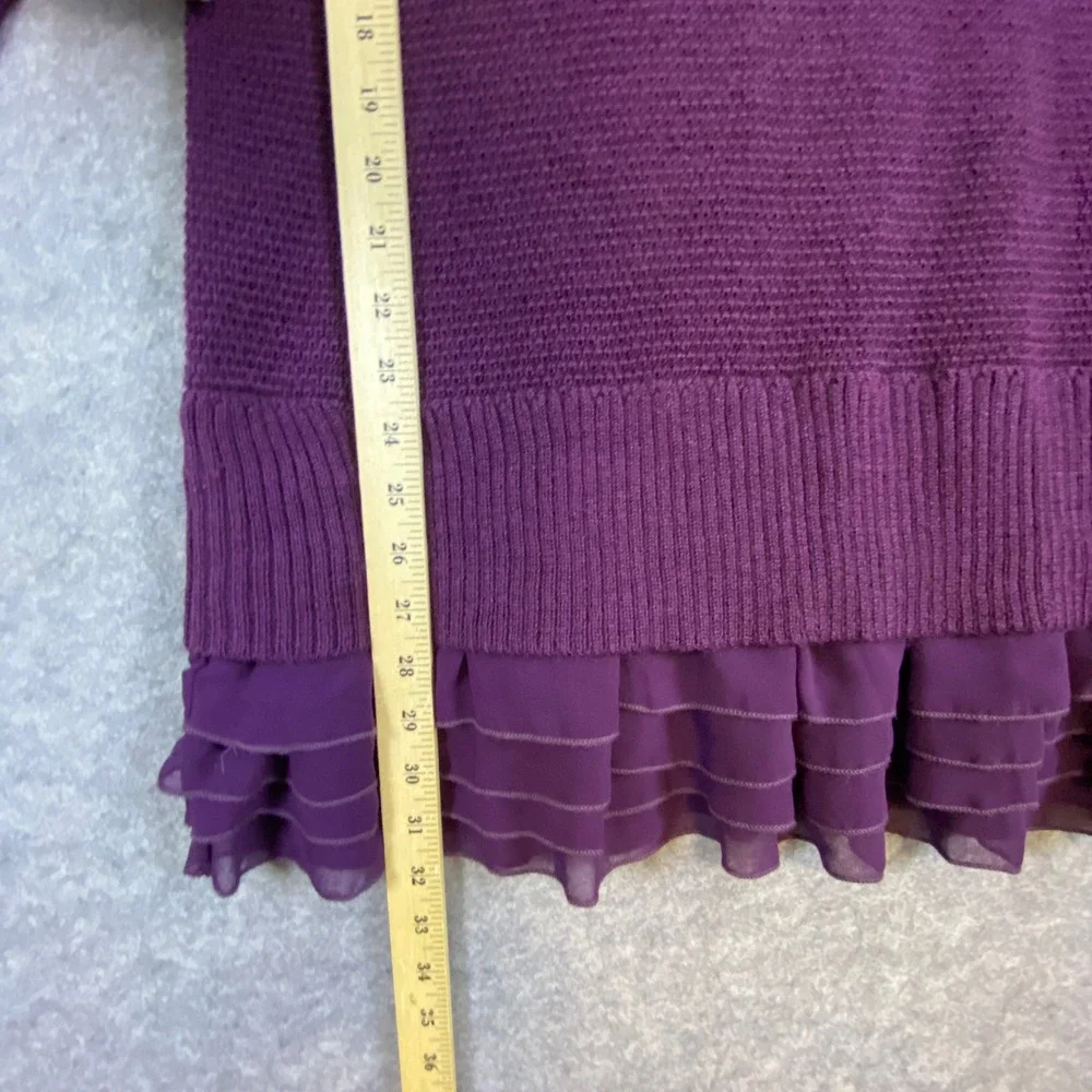 Soft Surroundings Women's Purple‎ Wool Blend Knit Ruffle Bottom Sweater Size L